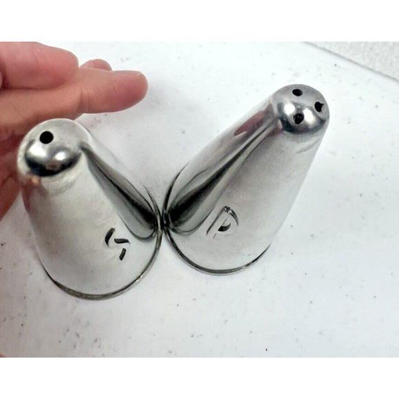 MID CENTURY MODERN Atomic Age Denmark Stainless Steel Salt & Pepper Shakers - Picture 2 of 5